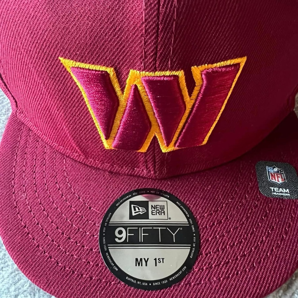 New Era Maroon Hat with Gold Lettering. Washington Commandors